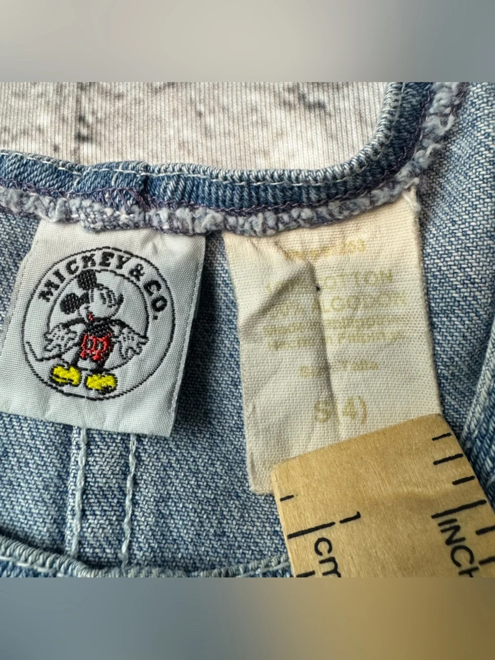 Vintage Disney Denim Overall Dress Minnie & Mickey Pocket Embroidery Size 4